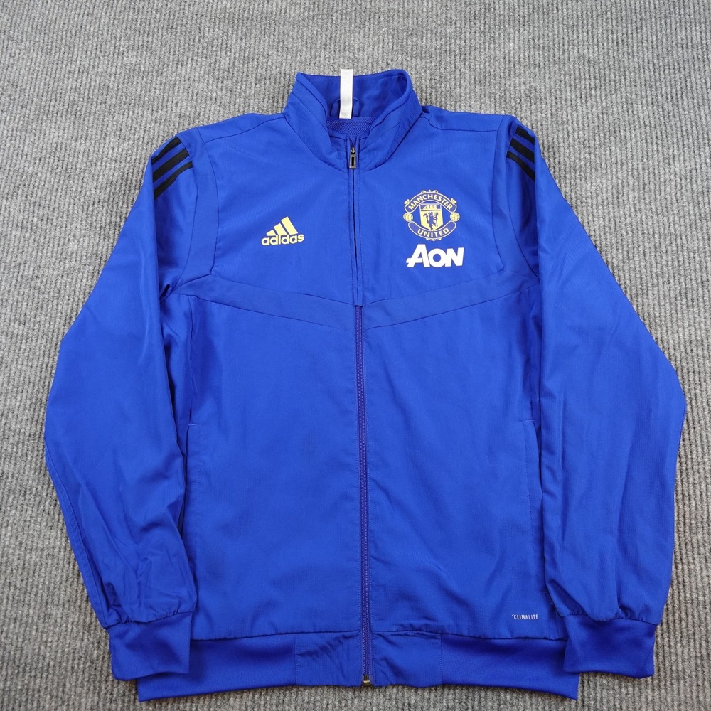 Manchester United Jacket Mens Medium Blue Premier League Soccer Adidas AON Top